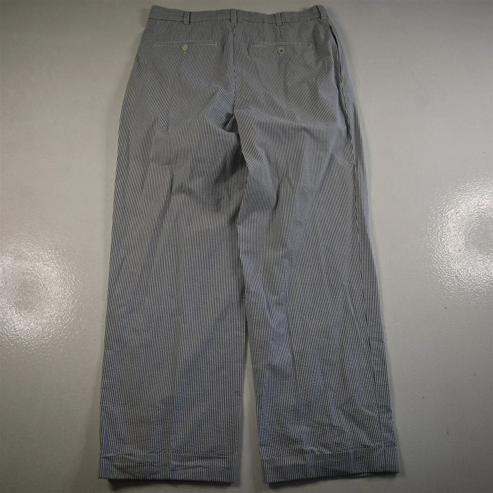 Brooks Brothers‎ 33x30 Blue White Striped Seersucker Elliot Pleated Mens Pants